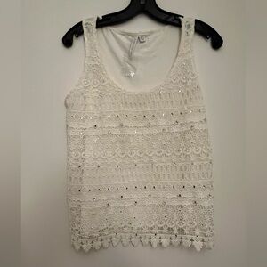 Brand New Forever New Women’s Elegant White Lace Tank Top, Size 6